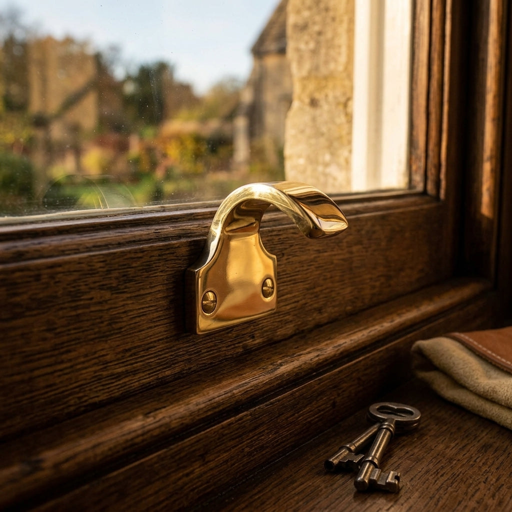 Brass Sash Window Lift Handle Pair