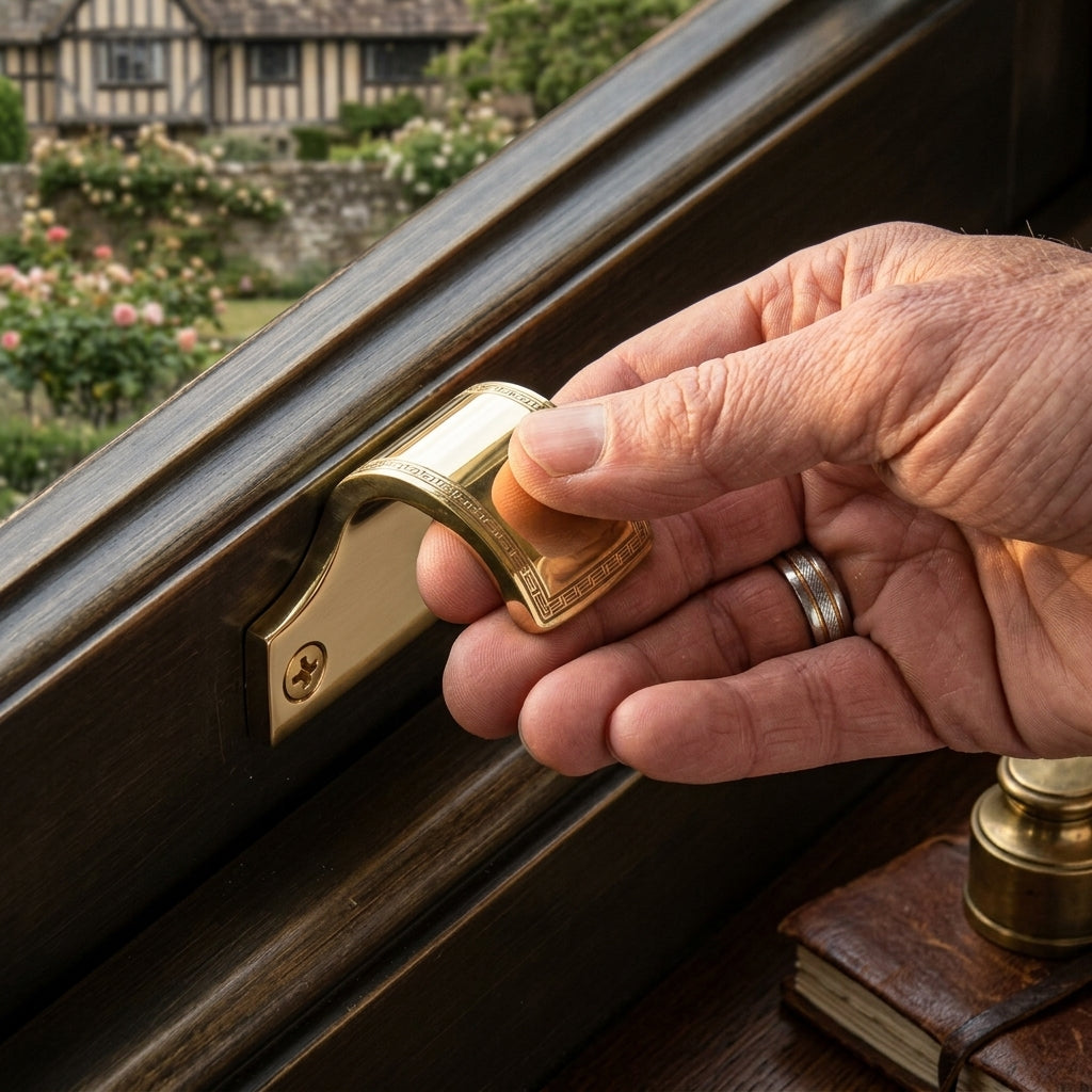 Brass Sash Window Lift Handle Pair