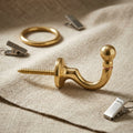 Brass Curtain Tie-Back Hook Pair