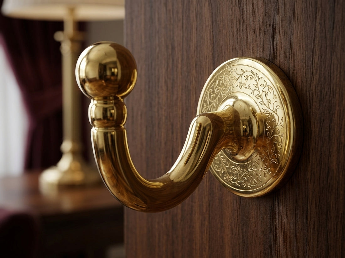 Brass Curtain Tie-Back Hook Pair